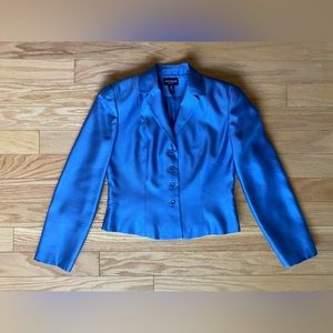 Ann Taylor Blue Silk Petit Cut Blazer